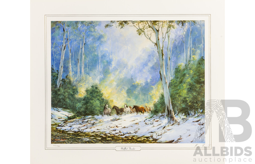 Kevin Best OAM (20th Century, Australian, 1932-2012), Alpine Wanderers; Muffled Thunder; Sunrise Meadow & Shangri-La, Set of Four Signed & Editioned Prints After Originals, 49H x 59W cm (unframed) (4)
