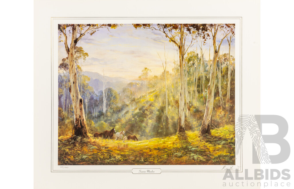 Kevin Best OAM (20th Century, Australian, 1932-2012), Alpine Wanderers; Muffled Thunder; Sunrise Meadow & Shangri-La, Set of Four Signed & Editioned Prints After Originals, 49H x 59W cm (unframed) (4)