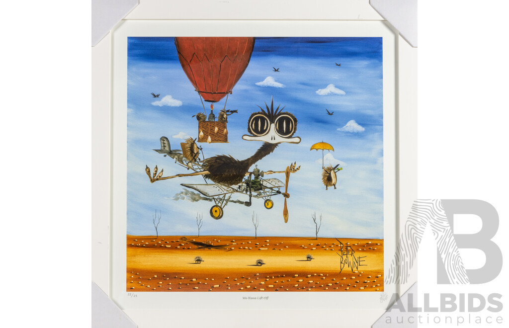 Peter Browne, (20th Century, Australian, 1947-), We Have Lift Off, Giclee Limited Edition Print, Hand Signed, 65H x 65W cm (frame)
