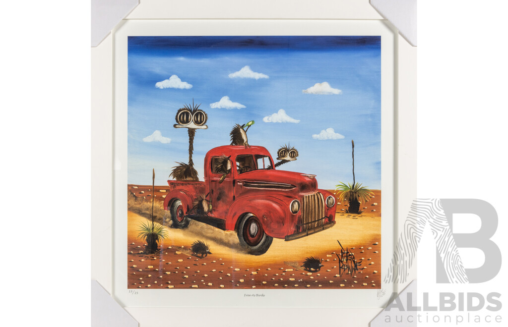 Peter Browne, (20th Century, Australian, 1947-), Free as Birds, Giclee Limited Edition Print, Hand Signed, 65H x 65W cm (frame)