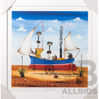 Peter Browne, (20th Century, Australian, 1947-), A Ship of the Desert, Giclee Limited Edition Print, Hand Signed, 65 x 65 cm (frame)