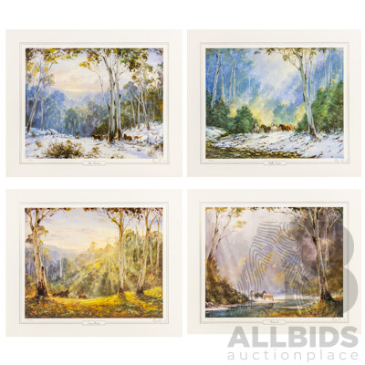 Kevin Best OAM (20th Century, Australian, 1932-2012), Alpine Wanderers; Muffled Thunder; Sunrise Meadow & Shangri-La, Set of Four Signed & Editioned Prints After Originals, 49H x 59W cm (unframed) (4)