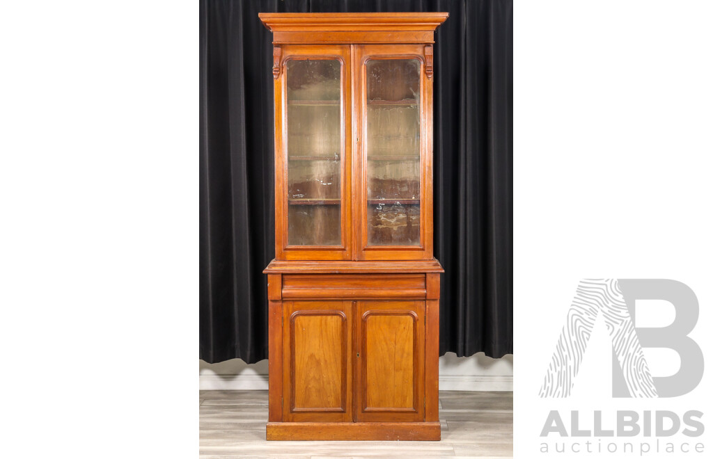Early Edwardian Australian Cedar Glazed Bookcase