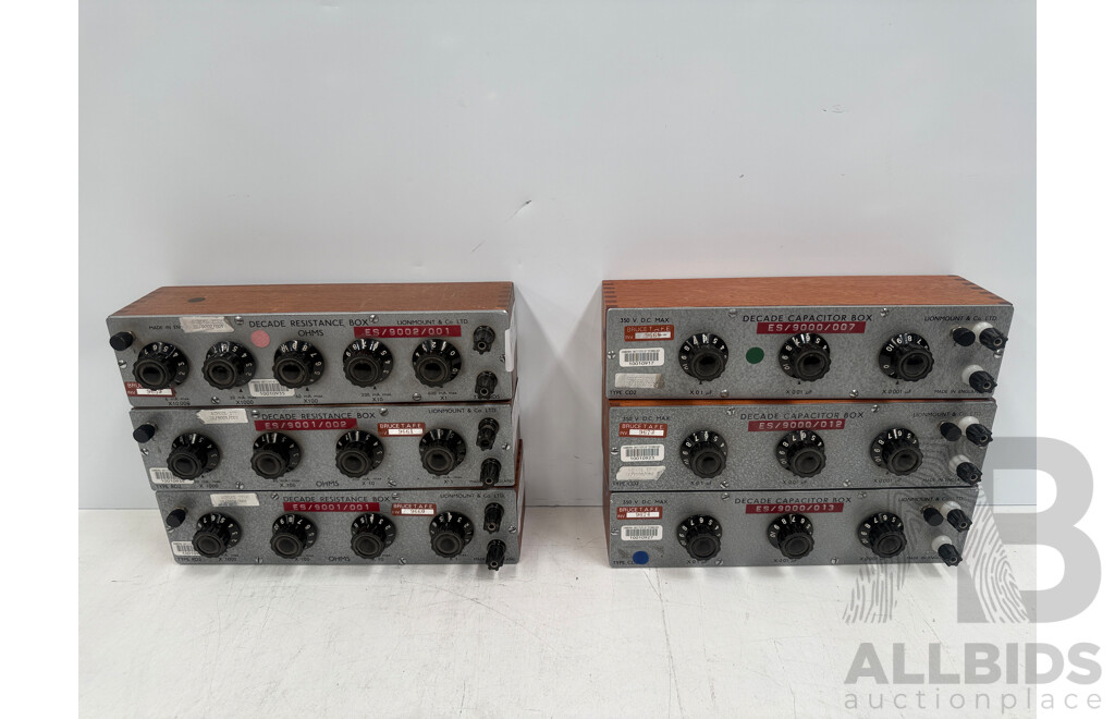 6x Lion Mount Decade Capacitor Boxes