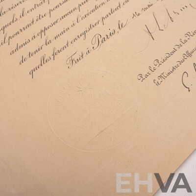 Official Diplomatic Appointment Signed by President Albert Lebrun of France (1871-1950)