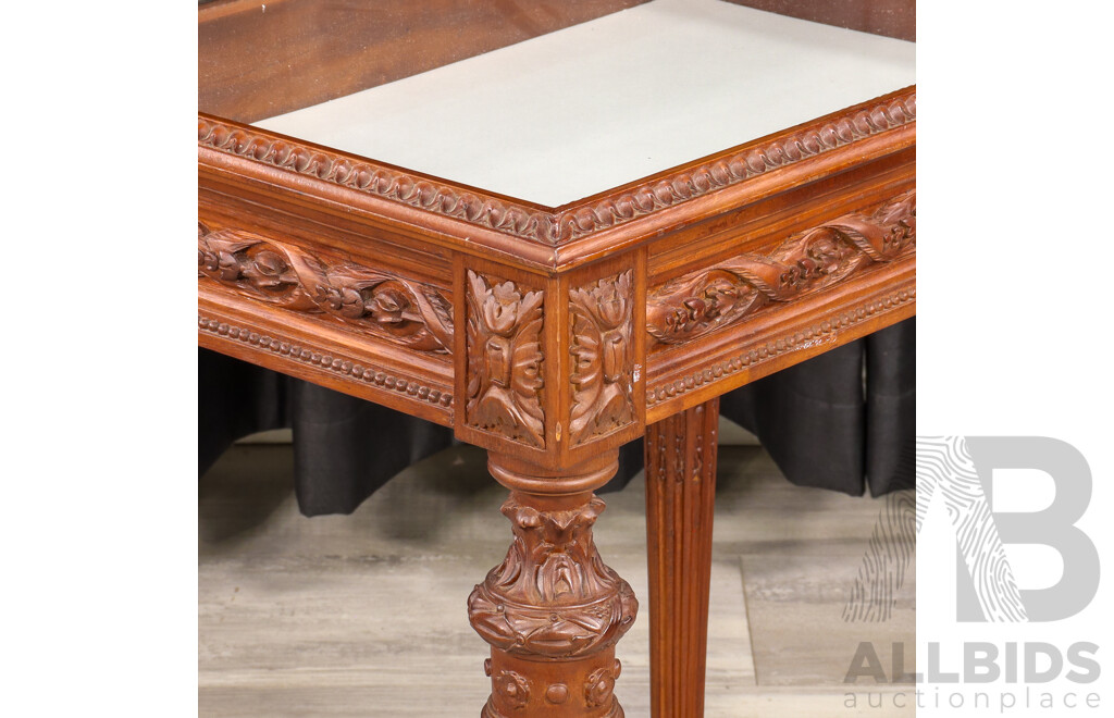 Small Carved Glass Top Display Table