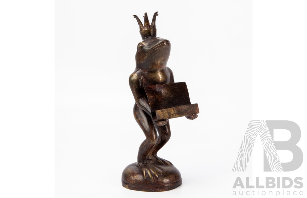 Cast Metal Frog Prince Business Card Holder
