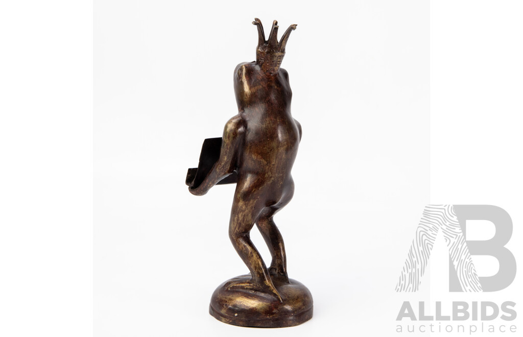 Cast Metal Frog Prince Business Card Holder