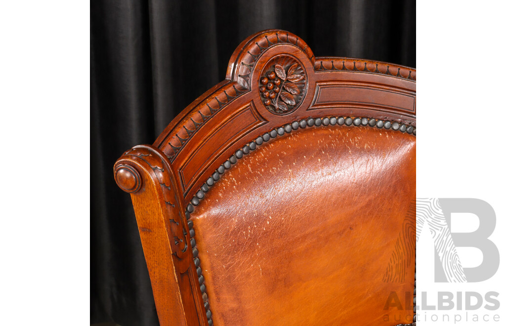 Victorian Mahogany Parlour Chair with Leather Upholstery
