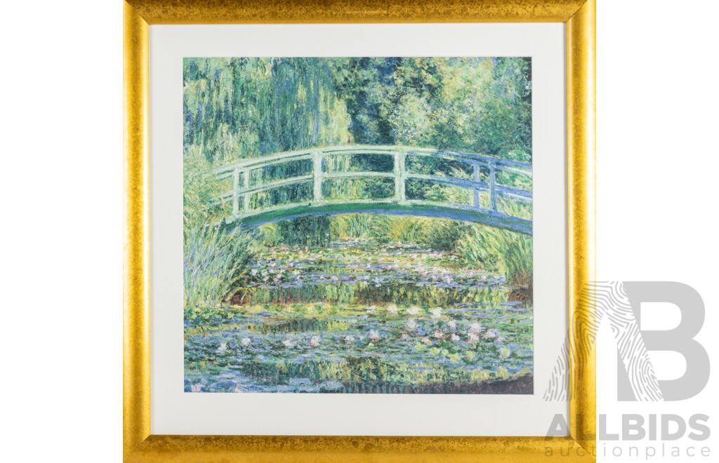 Claude Monet, (19/20th Centuries, French,1840-1926), Bridge Over a Pond of Water Lilies, Quality Modern Reproduction Print After Original, 74 x 75 cm (frame)