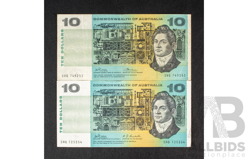 Two Australian Ten Dollar Notes Including 1968 Phillips/Randall R303 and 1972 Phillips/Wheeler R304