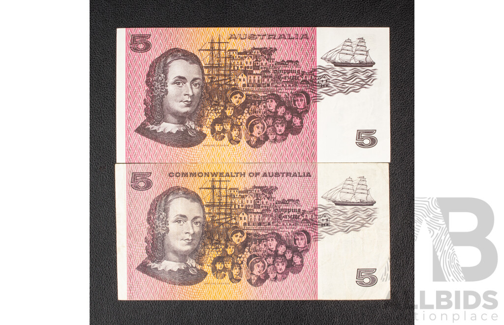 Collection of Australian Banknotes Including Four 1972 Five Dollar Notes Including 1972 Phillips/Wheeler R204, 1976 Knight/Wheeler R206a, Two 1997 Macfarlane/Evans, 1985 Two Dollars Johnston/Fraser R89...........