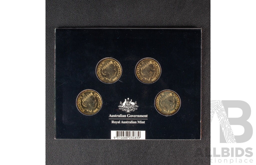 Australian One Hundred Years of Coinage Four Privy Mark One Dollar Coin Set and 2007 One Dollar, 75th Anniversary Sydney Harbour Bridge, C Mint Mark