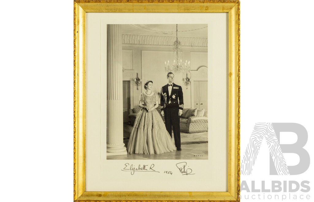 Sterling Henry Nahum (‘Baron’) (1906-1956) Signed Royal Presentation Portrait of Queen Elizabeth II & Prince Philip, Duke of Edinburgh (1954)