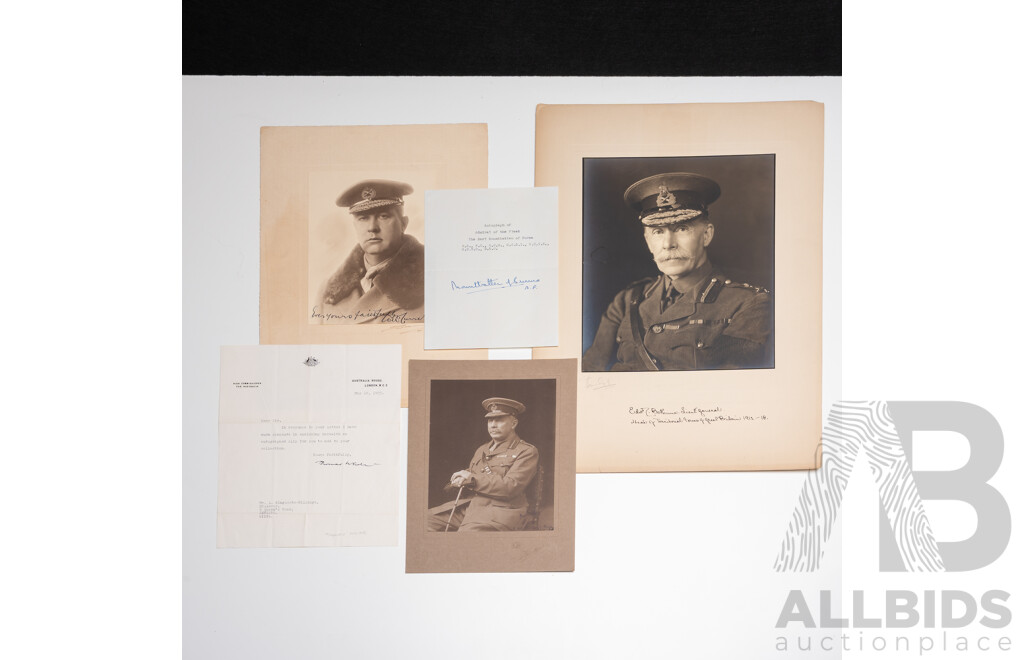 Collection of Five Autographs From Ware Heroes