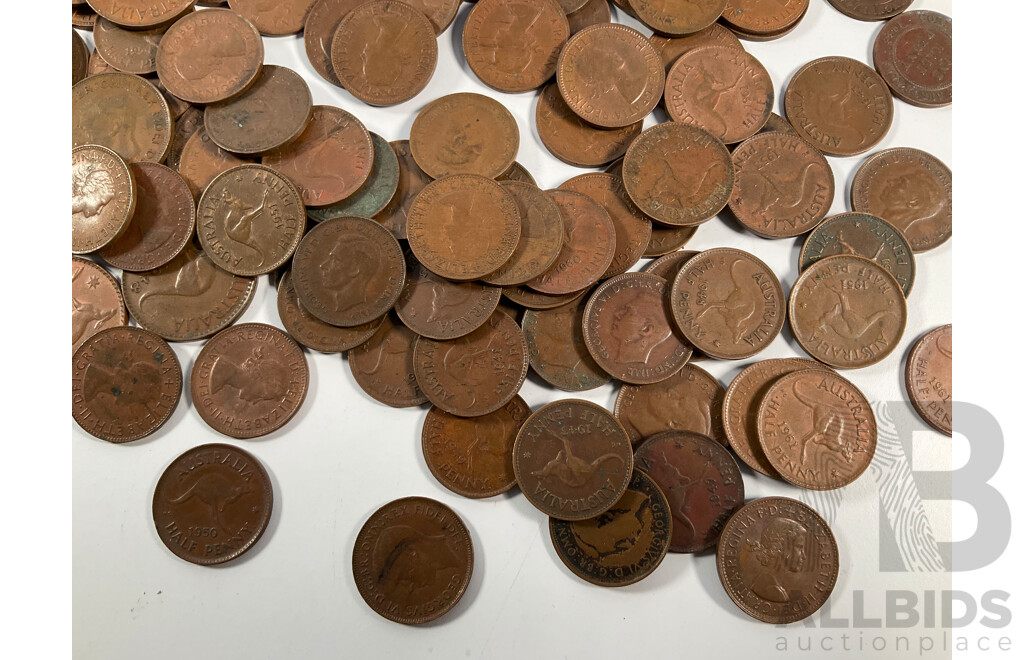 Collection of Australian KGV/KGVI/QE2 Pennies  Spanning 1927 to 1964 and Half Pennies Spanning 1914 to 1964
