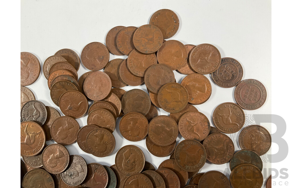 Collection of Australian KGV/KGVI/QE2 Pennies  Spanning 1927 to 1964 and Half Pennies Spanning 1914 to 1964