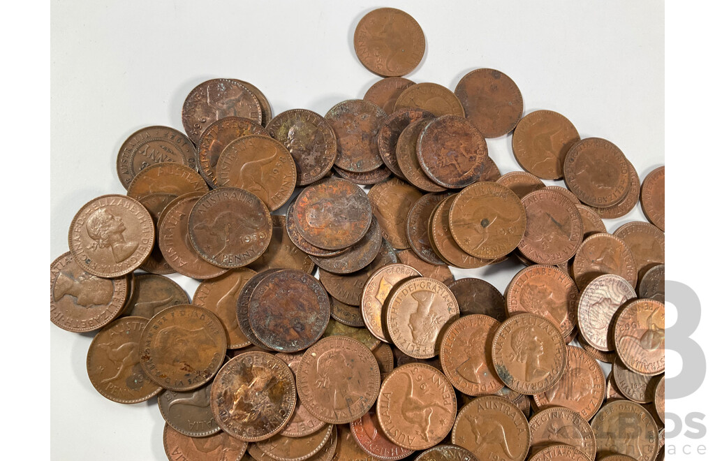 Collection of Australian KGV/KGVI/QE2 Pennies  Spanning 1927 to 1964 and Half Pennies Spanning 1914 to 1964