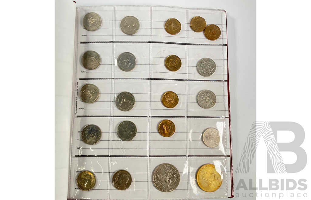 Renniks Album of Australian Commemorative One Dollars, Twenty and Fifty Cents Spanning 1970 to 2012 with Assortment of USA Coins