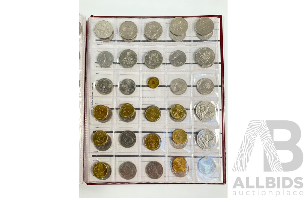 Renniks Album of Australian Commemorative One Dollars, Twenty and Fifty Cents Spanning 1970 to 2012 with Assortment of USA Coins
