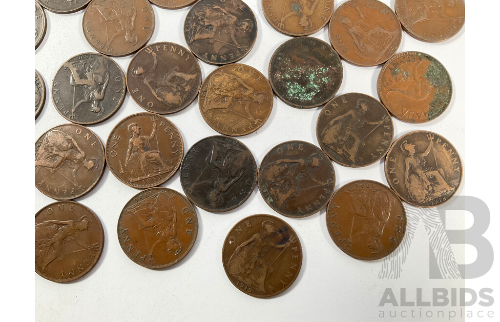 Canada QV Silver Twenty Five Cent Coin, King George Fourth Silver Coin, Great Britain Pennies Spanning 1875 to 1949, Australian One and Two Cent Coins, Two Dollar with Milled Obverse