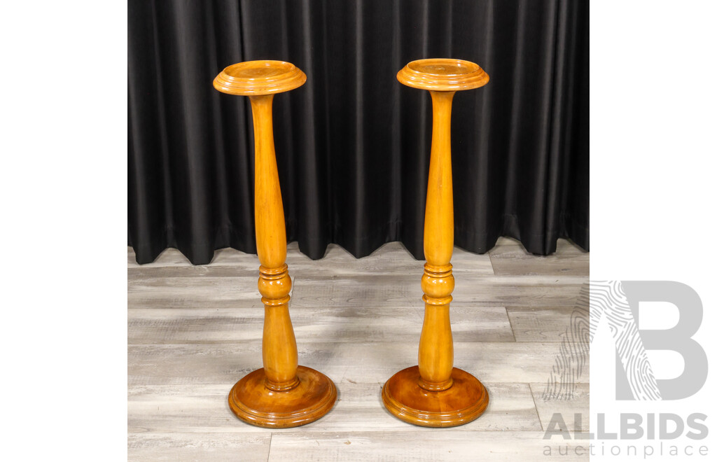 Pair of Vintage Turned Elm Pedestal