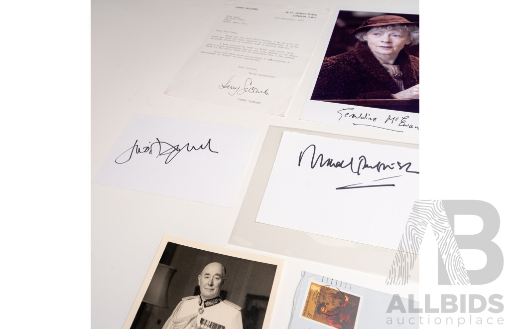 Stars of Stage & Screen Collection of Nine Autographs/Signatures