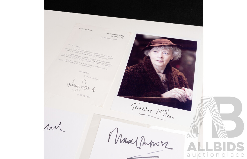 Stars of Stage & Screen Collection of Nine Autographs/Signatures