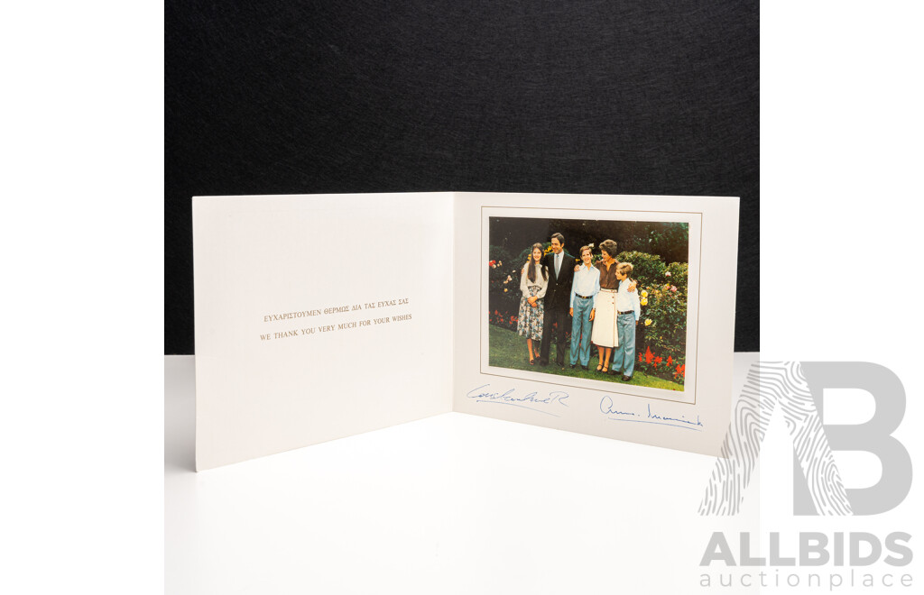 Signed Christmas Card of King Constantine II and Queen Marie of the Hellenes