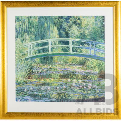 Claude Monet, (19/20th Centuries, French,1840-1926), Bridge Over a Pond of Water Lilies, Quality Modern Reproduction Print After Original, 74 x 75 cm (frame)
