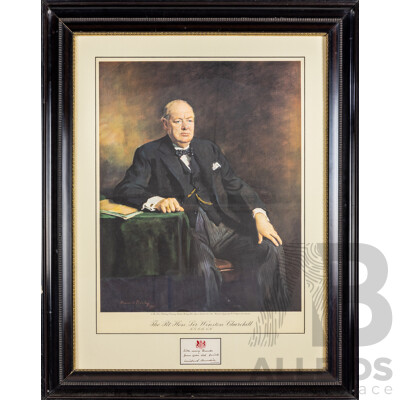 After Sir Oswald Birley (1880-1952) Sir Winston Churchill, Personally Signed Portrait (1946; Published 1965)