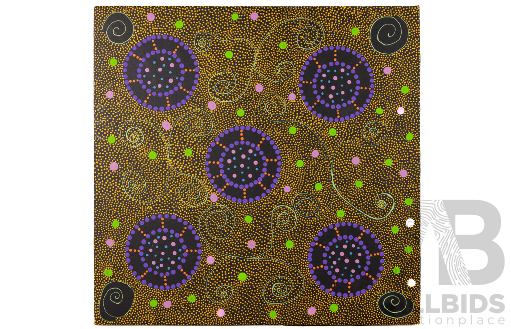 Urshula Kunoth, (20th Century, Indigenous-Australian), Water Hole and Wild Vines, Super Original Acrylic on Canvas, 71 x 74 cm