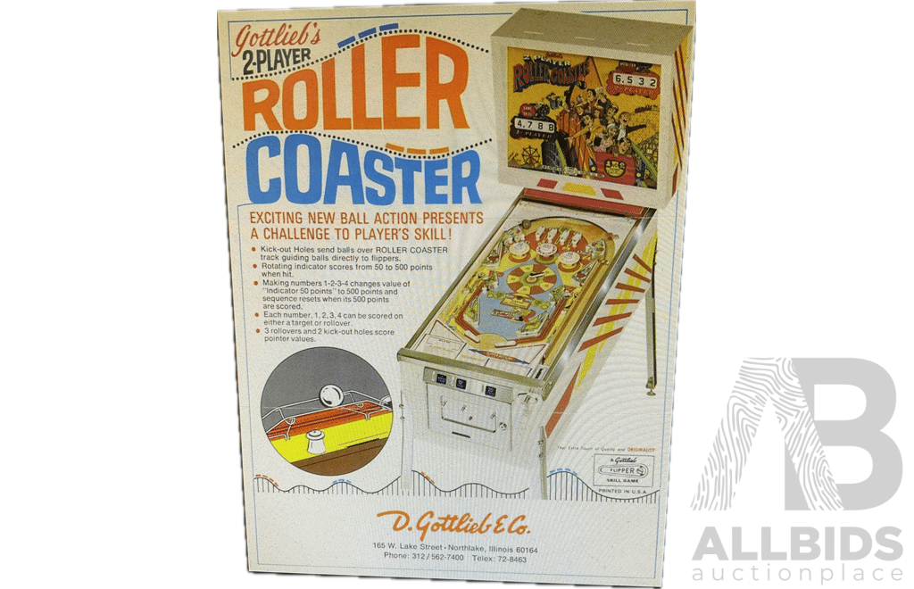 GOTTLIEB's 2-Player ROLLER COASTER Pinball Machine 1971