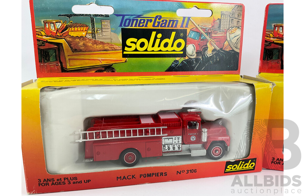Vintage Solido Diecast Mack Pompiers and Citroen C35 Zodiac