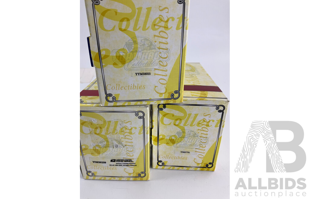 Three Matchbox Diecast Models of Yesteryear Including 1929 Morris Light Van, 1932 Ford AA Truck, 1966 Ford Bronco