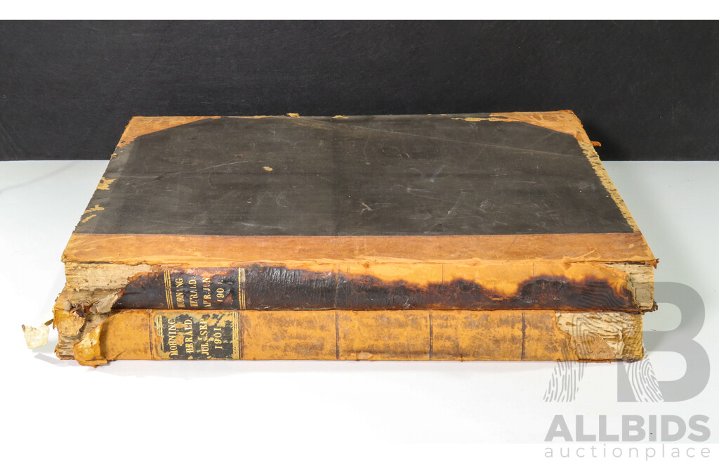 Two Antique Bound Sydney Morning Herald Newspaper Archives Including Pre Federation April to June 1900 and July to September 1901