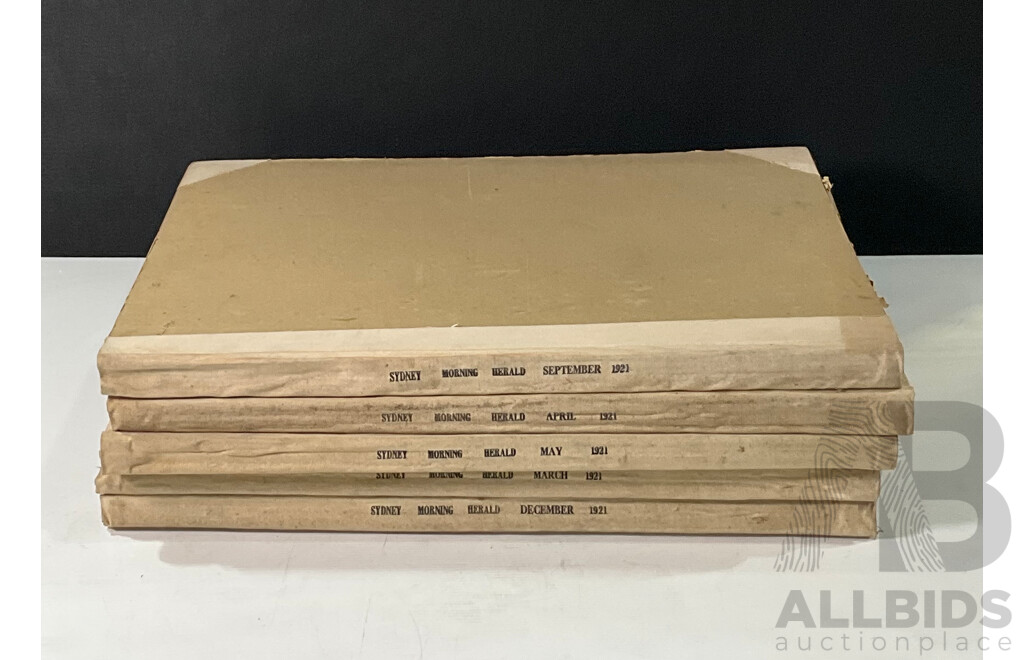 Collection Five Antique & Vintage Bound Sydney Morning Herald Newspapers of Australian War Interest 1921