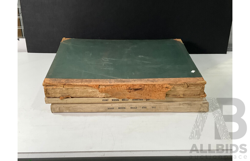 Collection Three Antique & Vintage Bound Sydney Morning Herald Newspapers of Australian War Interest 1912, 1920 and More