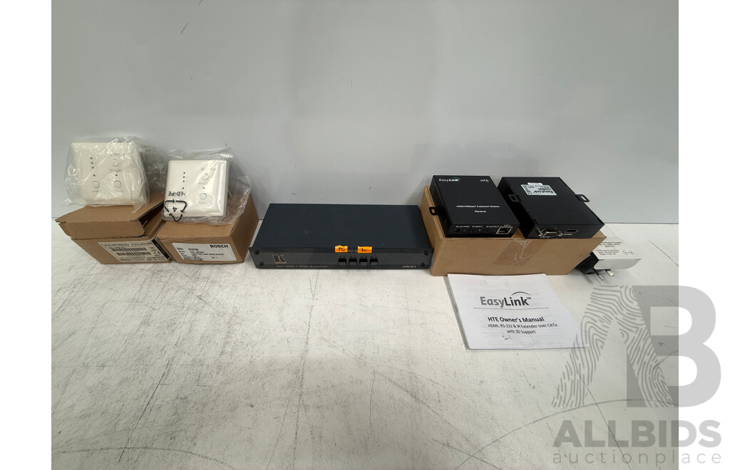 2x Bosch Plena E Wall Panel Source Selector + 2x Easy Link Hdmi RS-232 IR EXt Over CatX + Kramer 4X1 VGA/XGA Switcher