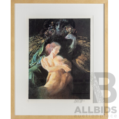 Emilia Castaneda Martinez (20th Century, Spanish, 1943-), Untitled - Embrace of Shadows, Original Signed & Editioned Lithograph, 71W x 86H cm (frame)