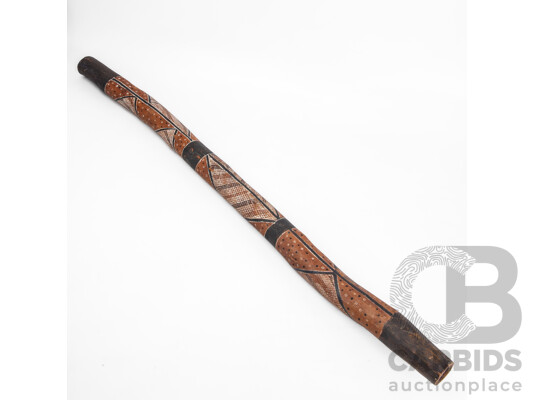 Artist Unknown (20th Century, Indigenous-Australian), Song Lines (c1980s), Hand Crafted & Painted with Natural Pigments on Eucalyptus Branch Naturally Hollowed by Termites, 111L cm
