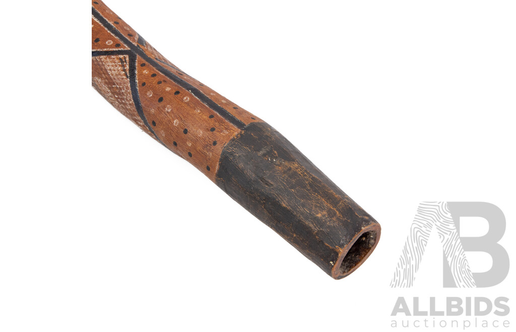 Artist Unknown (20th Century, Indigenous-Australian), Song Lines (c1980s), Hand Crafted & Painted with Natural Pigments on Eucalyptus Branch Naturally Hollowed by Termites, 111L cm