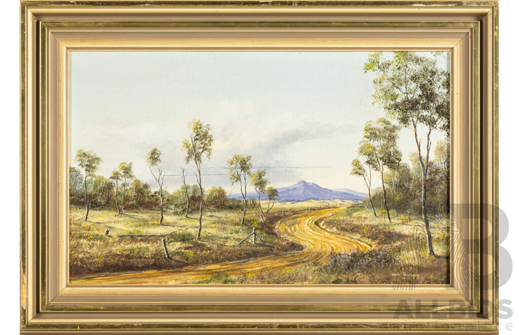 John A. Jennings, (20th Century, Australian), Towards Cooma (1979), Original Oil on Canvas Board, 35H x 50W cm (frame)