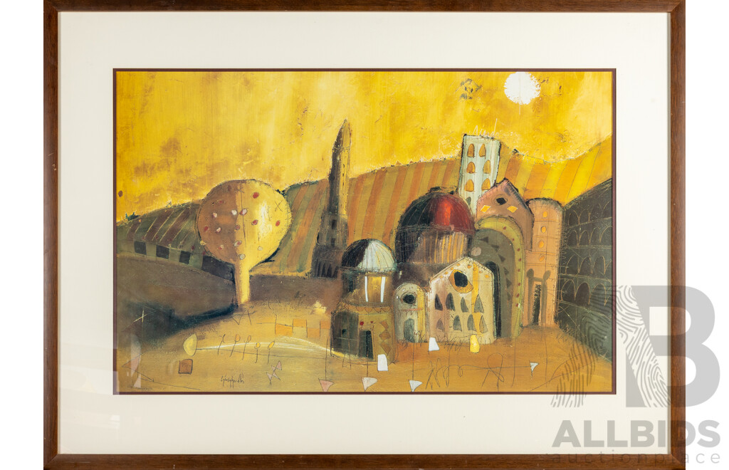 Luca Giovagnoli (20th Century, Italian, 1963-), Aspettando La Sera [Waiting for Evening], Original Reproduction Colour Print, 84H x 113W cm (frame)