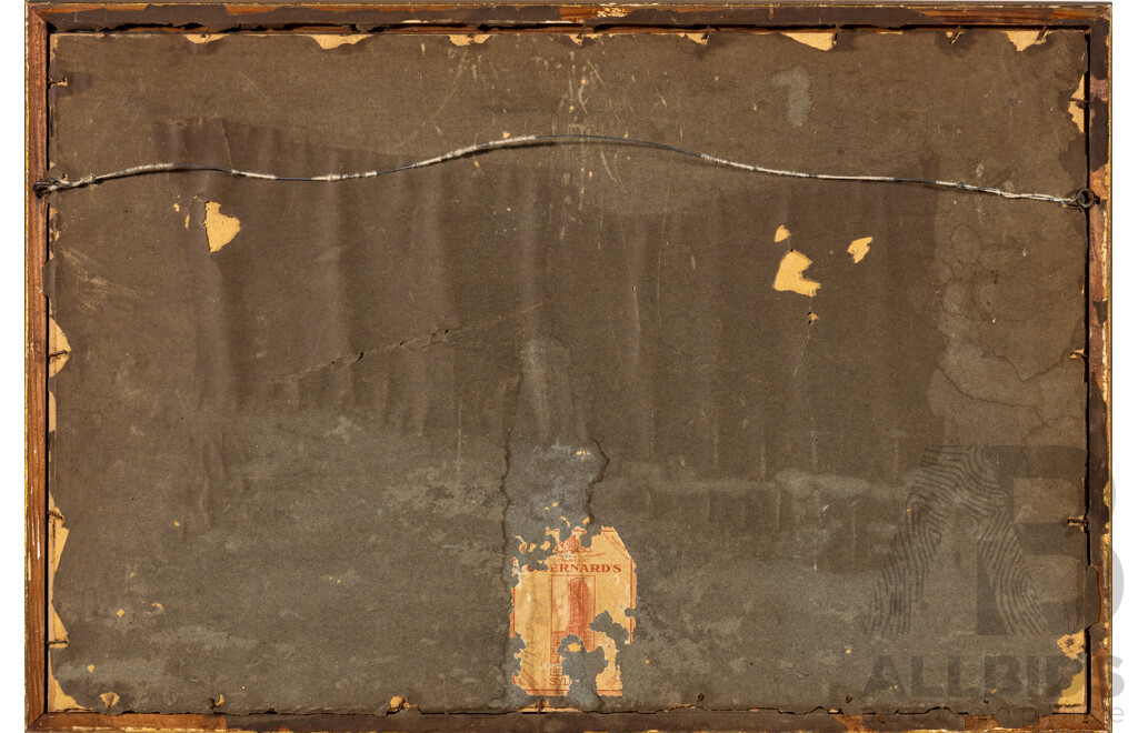 V.D. (20th Century), Lone Boat on Water, Wonderful Antique Original Watercolour, 33 x 48 cm (frame)