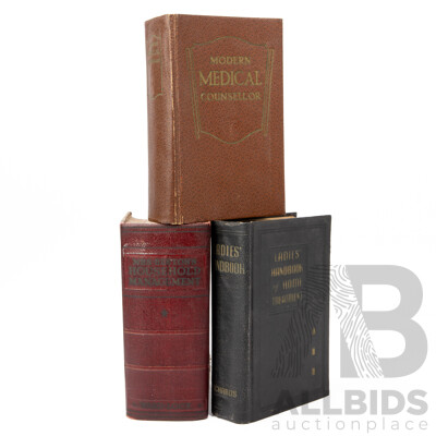 Wonderful Trio of Mid-Century Volumes - Ladies' Handbook of Home Treatment, Modern Medical Counsellor and Mrs Beeton's Household Management, Varied Publishers (1950s) (3)