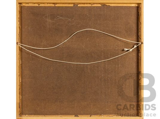 Pro Hart (20th Century, Australian, 1928-2006), Outback Town (1968), Original Vintage Oil on Board, 70H x 75W cm (frame)