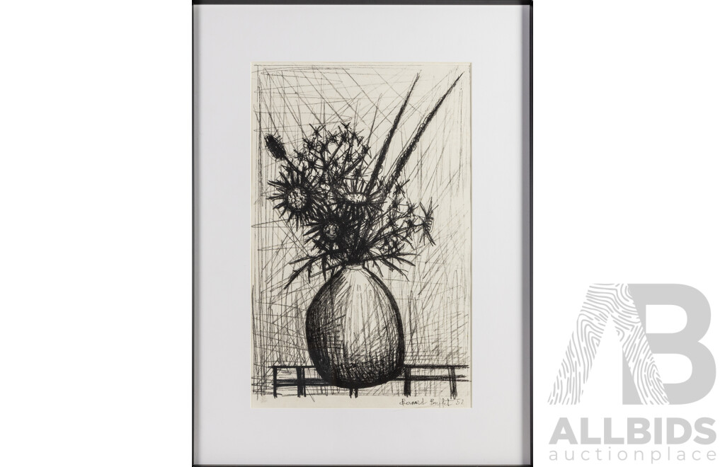 Bernard Buffet (20th Century, French, 1928-1999), The Thistles (1952), Limited Editioned & Signed in Plate Vintage Lithograph, 71H x 51W cm (frame)