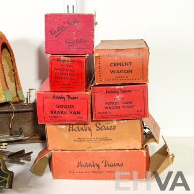 Collection of Vintage Hornby O Gauge Railway Rolling Stock, Scenery Items, Some Boxed