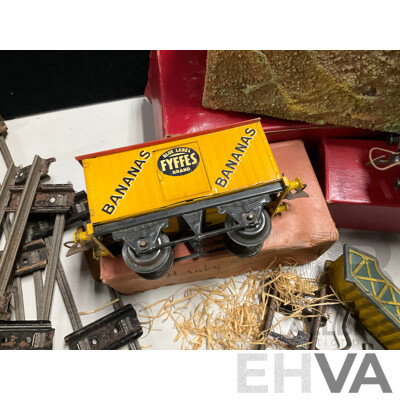 Collection of Vintage Hornby O Gauge Railway Rolling Stock, Scenery Items, Some Boxed